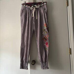 Desigual Hose Stoffhose Striped and Patchwork Cotton Pants Size Medium